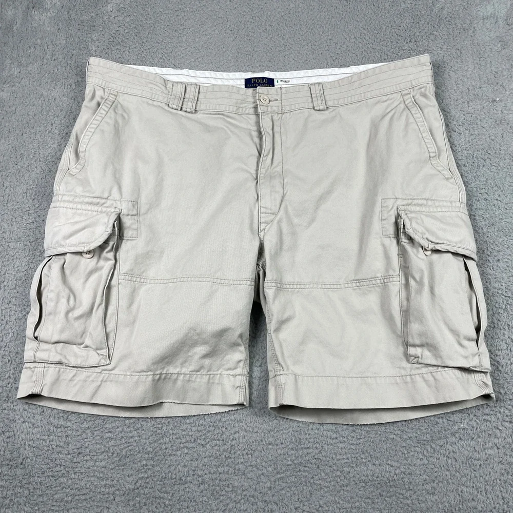 Polo Ralph Lauren Classic Chino Cargo Shorts‎ Mens 48 Tan Khaki Cotton Twill 9